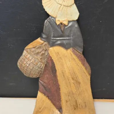 Signed Pottery Figural Wall Hanging