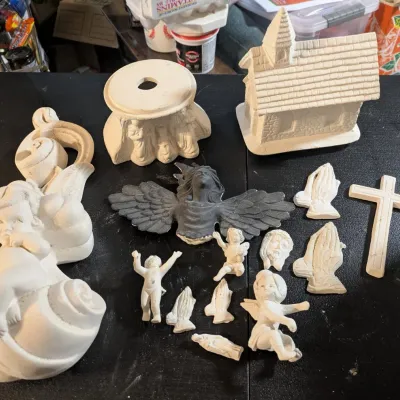 Ready to Paint Ceramic Religious Decor - Angels, Cherubs, Church & More
