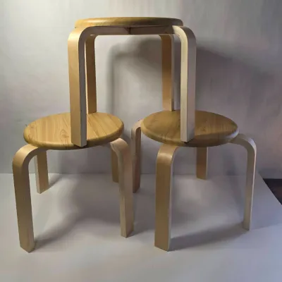 Set of 3 New Wooden Stools (Lot 1 of 2)