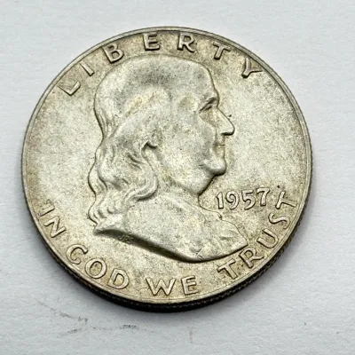 1957 D - Silver Franklin Half Dollar