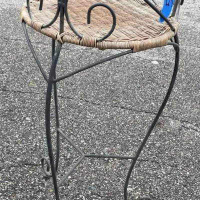 Metal and Wicker Plant Stand