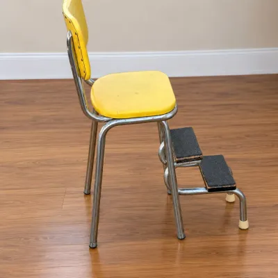 Vintage Chrome Kitchen Step Stool Chair