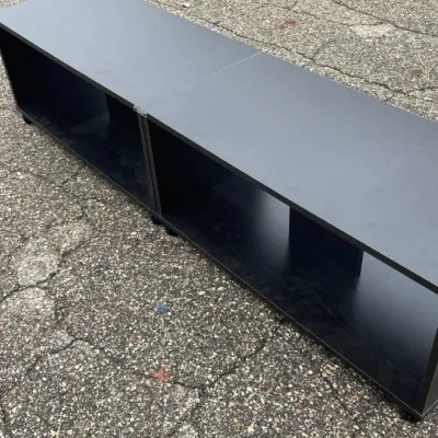 Sale Photo Thumbnail #247: Pair of Black Low Open Cubby Media Console Shelves 64" L