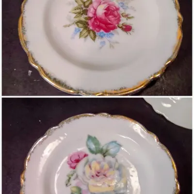 Pair Vintage Chase Japan Hand-Decorated Porcelain Butter Pats - Potterville