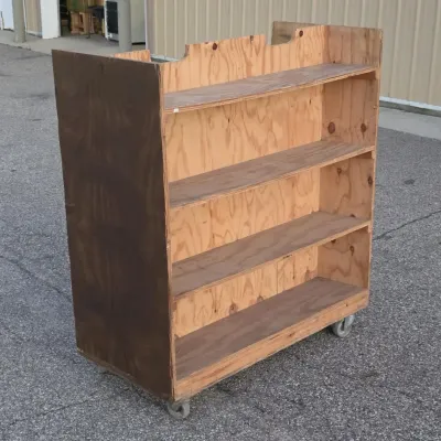 Double Sided Wood Shelving on Wheels (1 of 2)