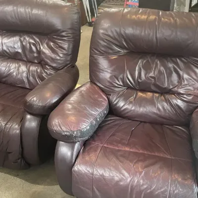 Pair of Faux Leather Manual Reclining Armchairs - Grand Rapids Off-Site