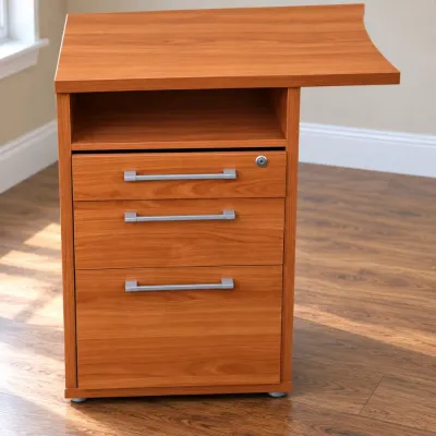 3-Drawer Office Pedestal/File Cabinet with an Extended Upper Top Shelf