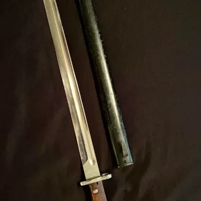 Antique 1892 Swiss Model 1889 Schmidt-Rubin Bayonet With Steel Scabbard