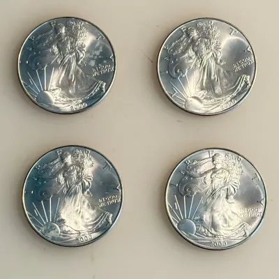 Sale Photo Thumbnail #54: Lot of 4 - 2000 American Silver Eagle Bullion Coins