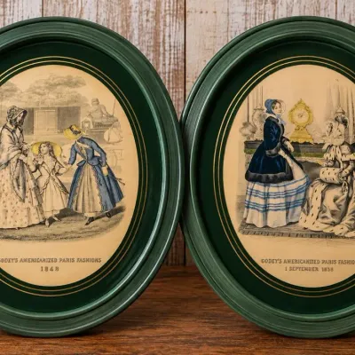 Pair of Godey's Americanized Paris Fashions 1848 & 1858 - Potterville