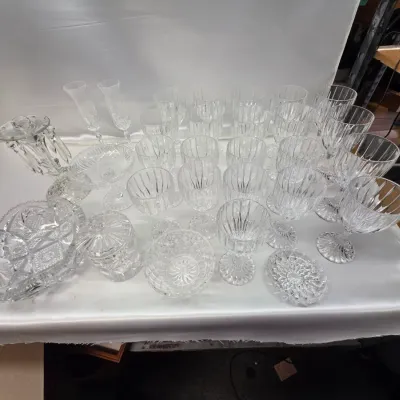 Sale Photo Thumbnail #136: Large Collection of Clear Cut Crystal Glass Servingware