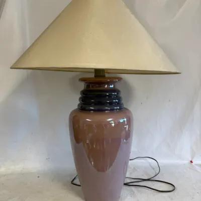 Vintage Ceramic Mauve/Pink Glossy Table Lamp