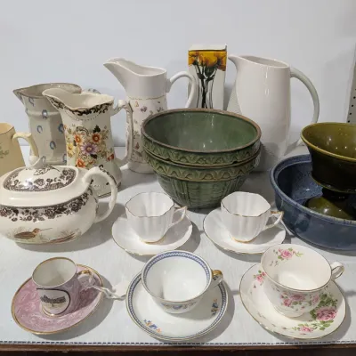 Ceramic & Pottery Bowls & Pitchers With Tea Pot & Cups - Estate Sales Warehouse (GR)