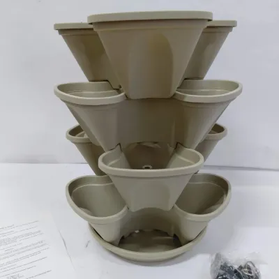 NIB Stack-a-Pot - Beige, Comes with Hardware to Hang