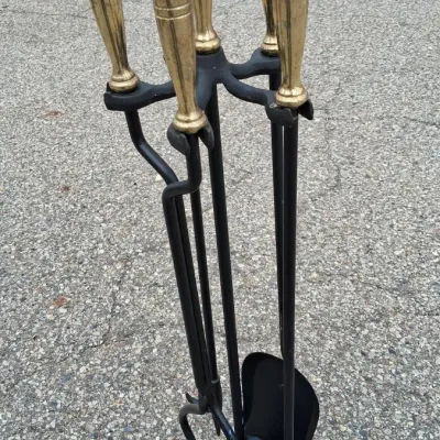 Sale Photo Thumbnail #78: Black w/ Gold Handle Fire Poker Set