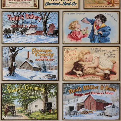 Collection of Antique/Vintage Style Advertising Metal Wall Hangings