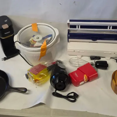 Variety of Household Kitchenwares - Vacuum Sealing, Lodge Cast Iron Pan, and More