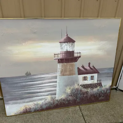Lee Reynolds Lighthouse Seascape Hand Embellished Print 4'x5'