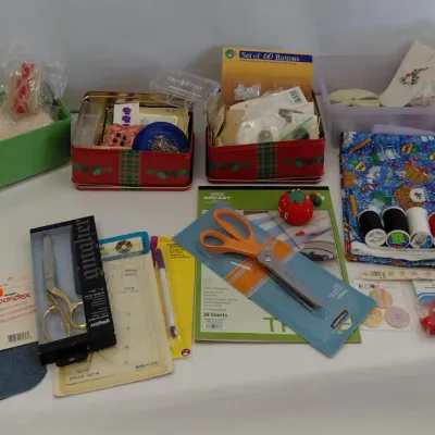 Sewing Collection - Sheers, Thread, Buttons, Material, Beads