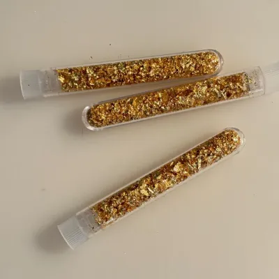 3 Large Vials of Recovered Gold Leaf Flakes
