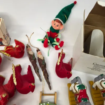 Small Collection of Vintage Christmas Ornaments and Decorations