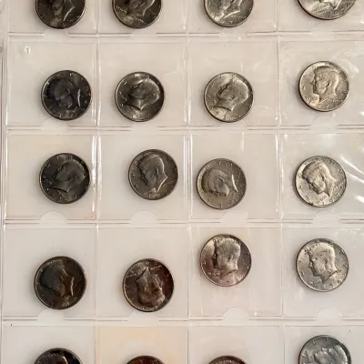Lot of 19 Kennedy Half Dollars from 1970s plus Bonus 1974 Eisenhower Dollar Coin