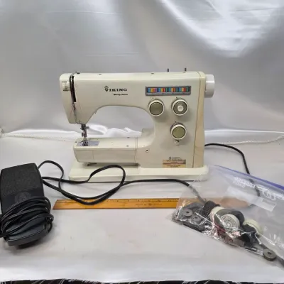 Sale Photo Thumbnail #39: Vintage Viking Husqvarna Sewing Machine Model 6020 w/ Cams, Foot Pedal, and More