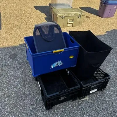 3 Totes & 2 Fabric Laundry Baskets