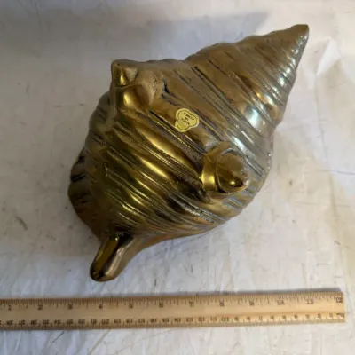 Vintage Brass Conch Shell Planter