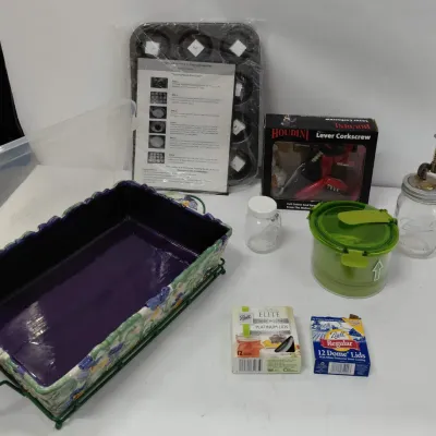 Temptations Large Casserole with Lid and Carrier, Cherry Pitter, Houdini Corkscrew, Guac-Lock