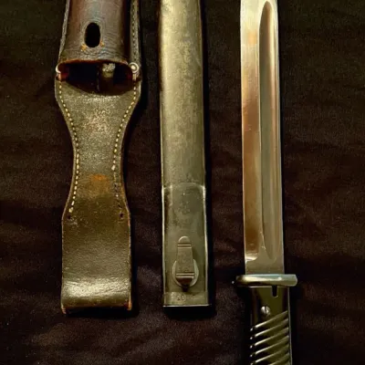 Highly Preserved Exceptional E. & F. Horster Bayonet Metal Scabbard With Leather Frog