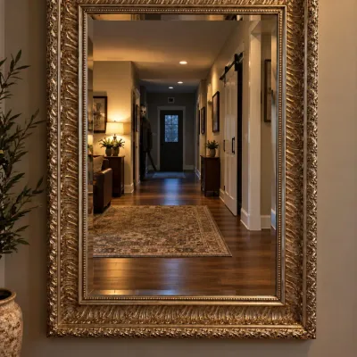 Sale Photo Thumbnail #195: 32.5"x44.5" Rectangular Wall Hung Mirror w/ Ornate Carved Frame