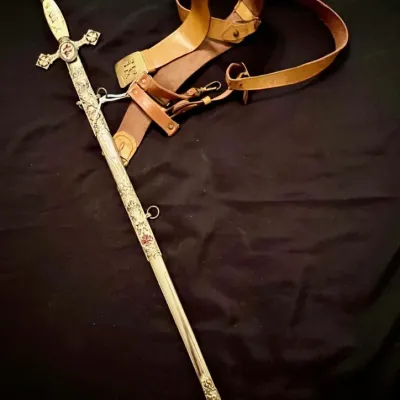 Sale Photo Thumbnail #3: 1882-1925 Knights Of Templar Commander Sword Rig Belt Plus Scabbard Of Edward G. Worrell