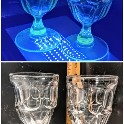 Sale Photo Thumbnail #299: Antique c.1850s-1870s Ashburton EAPG Flint Glass Water Goblets Pair – Potterville