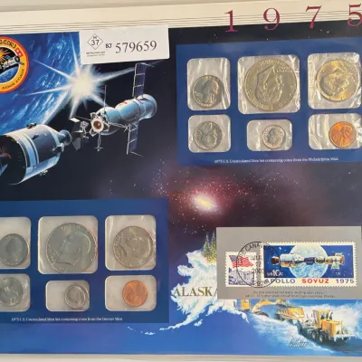 1975 - Uncirculated Mint Set and Stamps - Includes 1776-1976 Coins