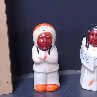 Vintage 1950s Hand-Painted Native American Ceramic Salt And Pepper Shakers Made In Japan - Potterville