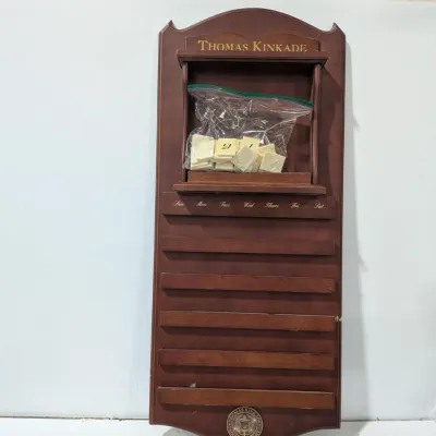 Thomas Kinkade Wooden Hanging Tile Calendar With Tiles For Display, Good Condition, Size In Details - Estate Sales Warehouse (GR)