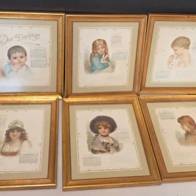 Framed Set of 1896 Calendar Pages