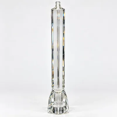 Vintage Wolfard Style Tall Clear Glass Oil Lamp With Faceted Geometric Base - Potterville