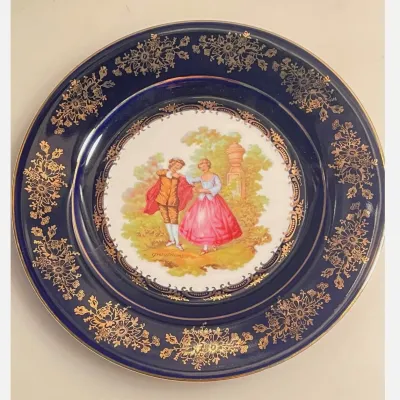 Sale Photo Thumbnail #243: Limoges Castel France Courting Couple Plate - 7 1/2" - Signed - 22K Gold Gilt