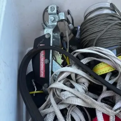 Tote of Ratchet Straps, Tie Downs & Come Along