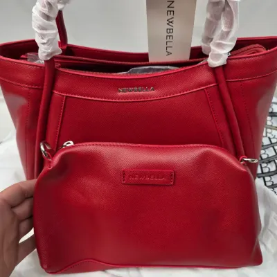Sale Photo Thumbnail #192: Newbella Women's Elegant Top Handle Red Handbag 2pc, Vegan Leather, Red Dust Bag Included