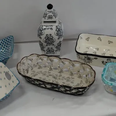 Temptations Lot 4/5 - Breadbasket, Casserole, NIB Lighted Ginger Pot, 2 Bowl, Oven Safe Containers
