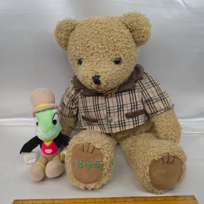 Sale Photo Thumbnail #140: Vintage JC Penney Holiday Collection Stuffed Bear w/ Stuffed Jiminy Cricket