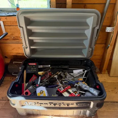 Rubbermaid ActionPacker Storage Tote Filled with Assorted Hand Tools & Hardware – Howard City Off-Site
