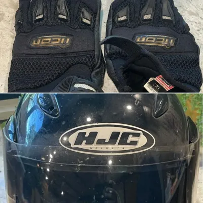 HJC Full Face Motorcycle Helmet Size XL and Icon Twenty-Niner Gloves Pair Size 2XL - Grand Rapids Off-Site