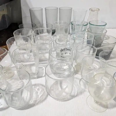 Glassware Lot: Whiskey Glasses, Scotch & Cognac Short Glasses, Some Stemmed - Estate Sales Warehouse (GR)