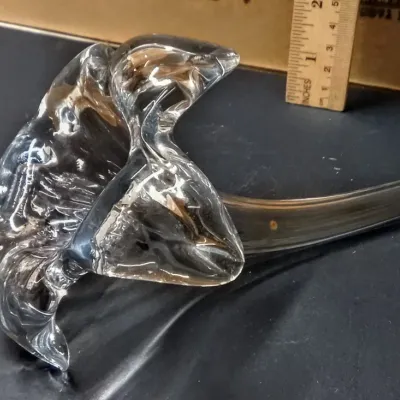 Vintage Hand-Blown Clear Glass Calla Lily Trumpet Vase, Elegant Mid-Century Art Piece – Potterville