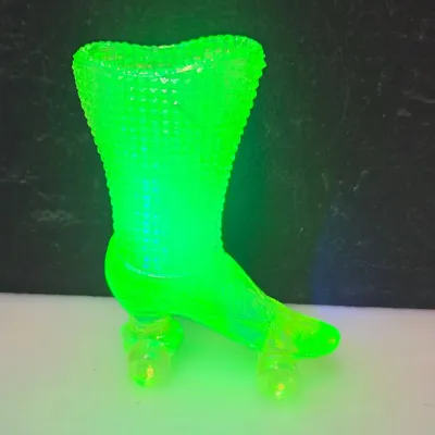Vintage Uranium Vaseline Glass Boot Match Striker