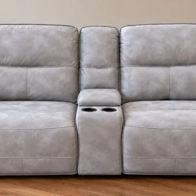 Rockford Grey Dual Power Reclining Console Loveseat - Nice Condition - Non-Smoking Home
